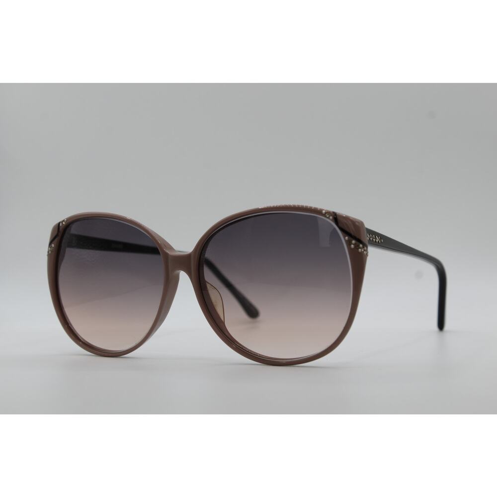 DIANE Tan/Brown Round Cat Eye Sunglasses w/ crystals